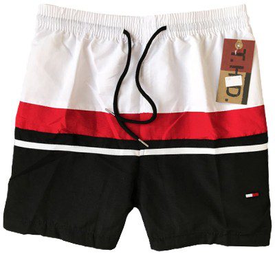 טומי הילפיגר-TOMMY SWIM MEN'S - WHITE RED & BLACK
