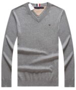 טומי הילפיגר-TOMMY TSHIRT MEN'S LONG V - GRAY