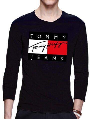 טומי הילפיגר-TOMMY TSHIRT MEN LONG - BLACK