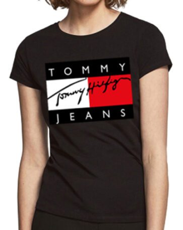 טומי הילפיגר-TOMMY TSHIRT SHORT WOMEN'S - BLACK