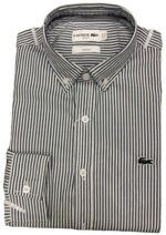 לקוסט-LACOSTE LONG MEN SHIRT - Oxford Blue & WHITE