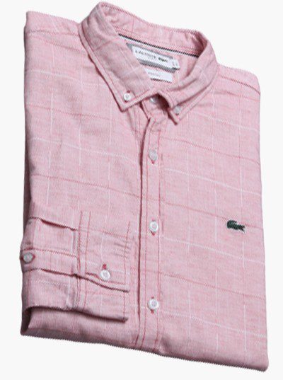 לקוסט-LACOSTE LONG MEN SHIRT - Pink Flare