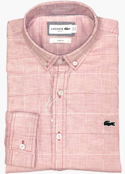 לקוסט-LACOSTE LONG MEN SHIRT - Pink Flare