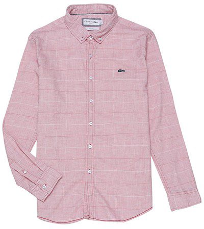 לקוסט-LACOSTE LONG MEN SHIRT - Pink Flare