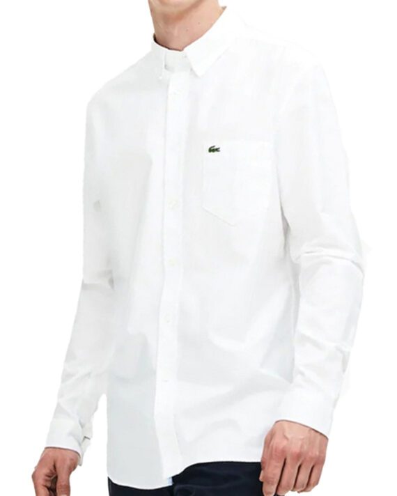 לקוסט-LACOSTE LONG MEN SHIRT - WHITE