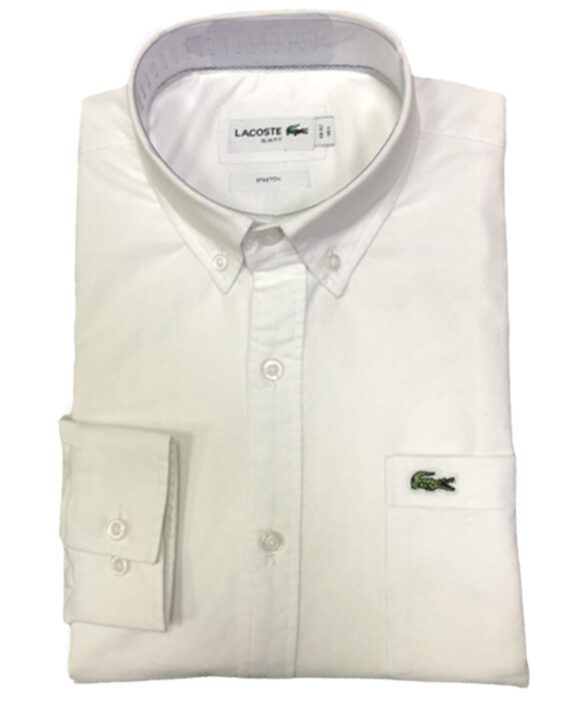 לקוסט-LACOSTE LONG MEN SHIRT - WHITE