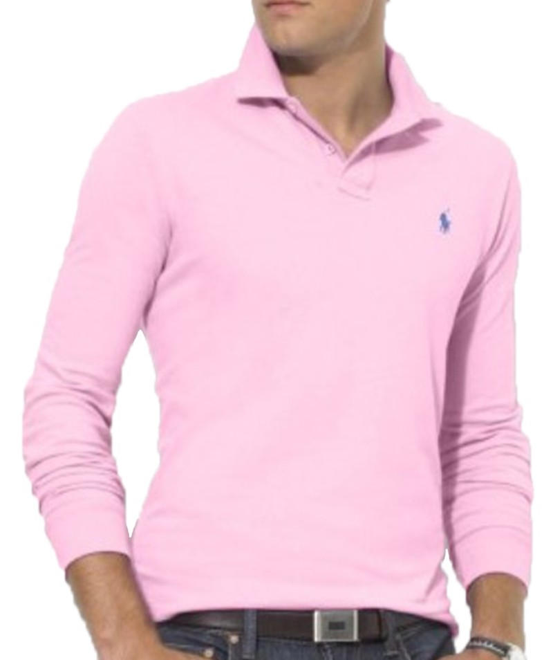 ראלף לורן-RALPH LAUREN POLO TSHIRT MEN'S LONG - Pig Pink