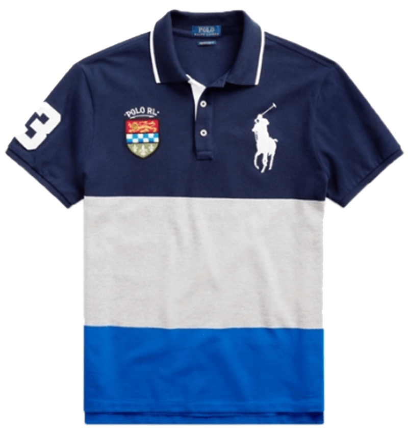 ראלף לורן-RALPH LAUREN POLO TSHIRT SHORT BIG PONY MEN'S - NAVY BLUE GRAY & BLUE