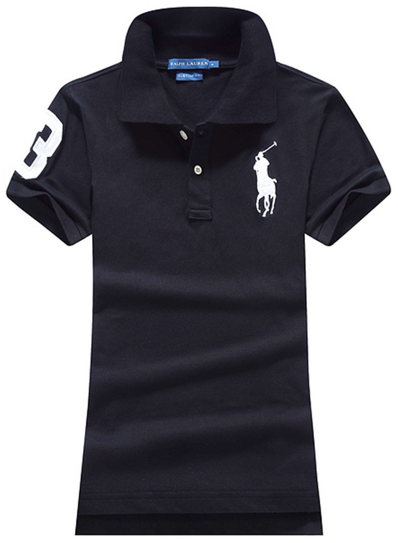 ראלף לורן-RALPH LAUREN POLO TSHIRT SHORT WOMEN - Black & White Logo