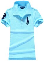ראלף לורן-RALPH LAUREN POLO TSHIRT SHORT WOMEN - Blizzard Blue & Black Logo