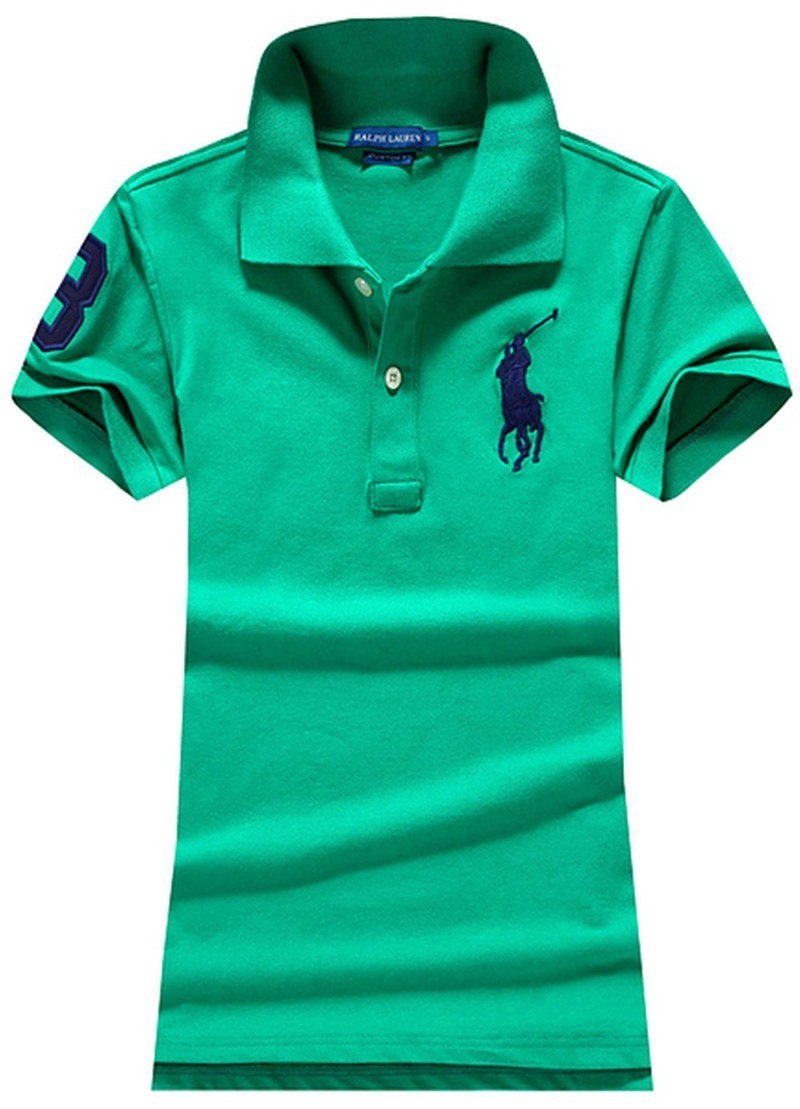 ראלף לורן-RALPH LAUREN POLO TSHIRT SHORT WOMEN - Green & Nave Logo