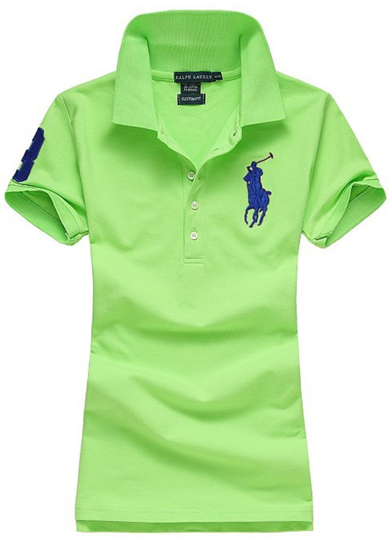 ראלף לורן-RALPH LAUREN POLO TSHIRT SHORT WOMEN - Light Green & Black Logo