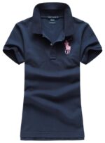 ראלף לורן-RALPH LAUREN POLO TSHIRT SHORT WOMEN - Nave Blue & Pink Logo