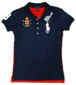 ראלף לורן-RALPH LAUREN POLO TSHIRT SHORT WOMEN - Nave Blue & Red