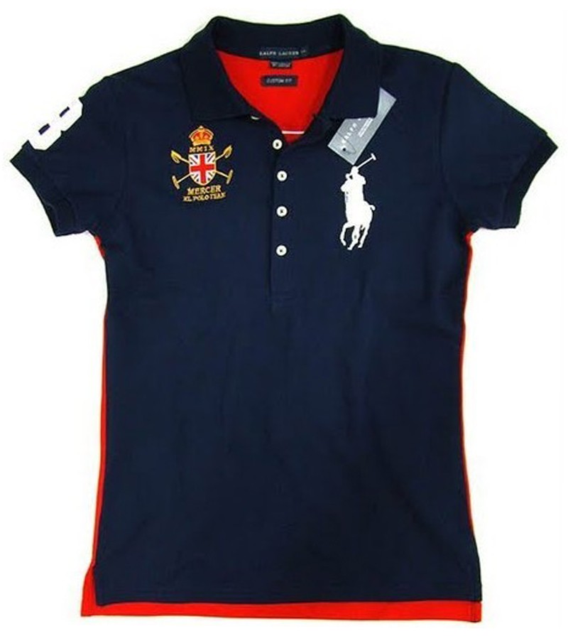 ראלף לורן-RALPH LAUREN POLO TSHIRT SHORT WOMEN - Nave Blue & Red