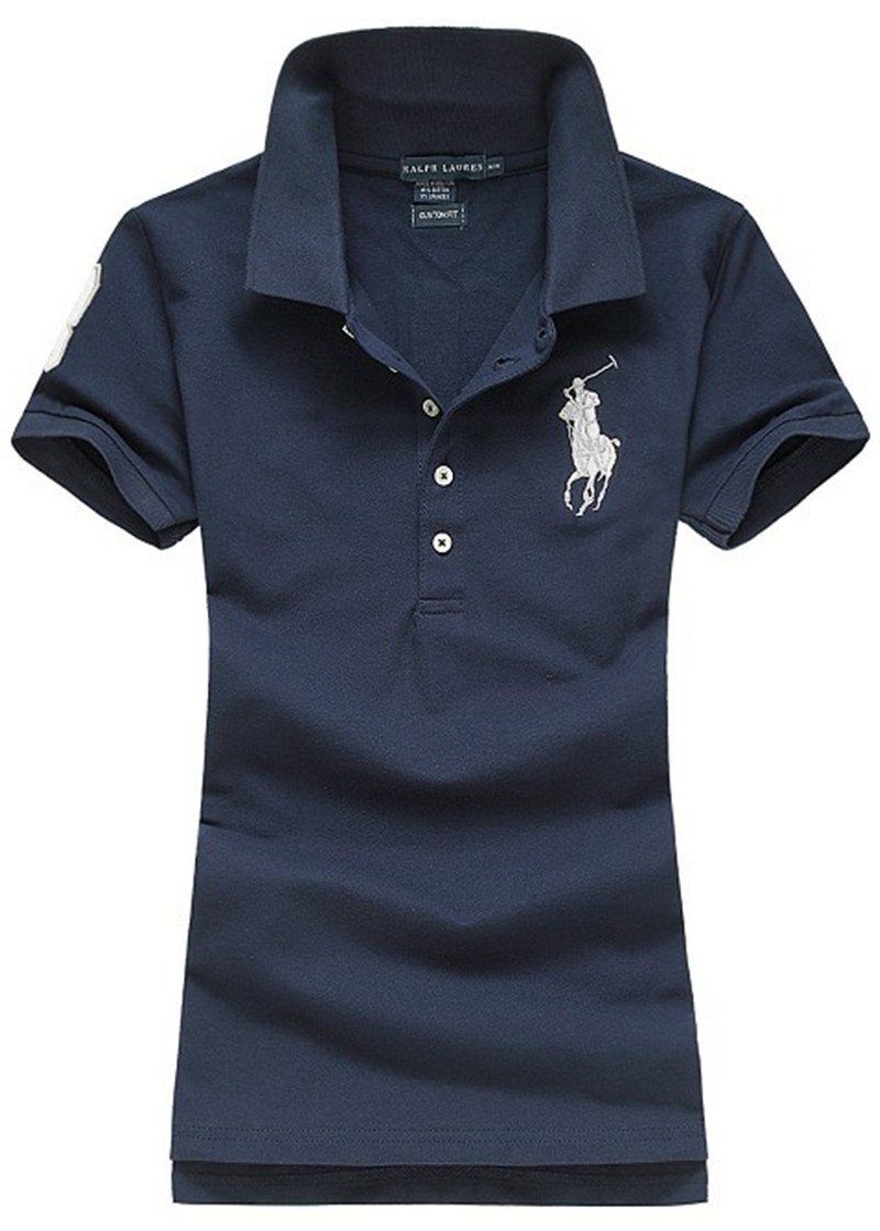 ראלף לורן-RALPH LAUREN POLO TSHIRT SHORT WOMEN - Nave Blue & White Logo
