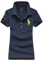 ראלף לורן-RALPH LAUREN POLO TSHIRT SHORT WOMEN - Nave Blue & Yellow Logo