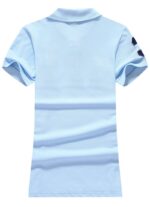 ראלף לורן-RALPH LAUREN POLO TSHIRT SHORT WOMEN - Pale Cornflower Blue & Nave Logo