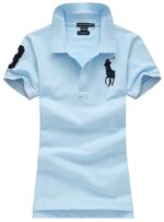 ראלף לורן-RALPH LAUREN POLO TSHIRT SHORT WOMEN - Periwinkle & Blue Logo