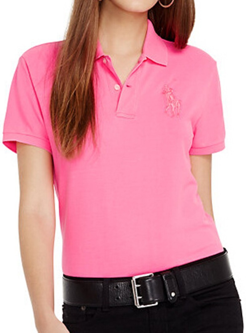 ראלף לורן-RALPH LAUREN POLO TSHIRT SHORT WOMEN - Pink & Pink Logo