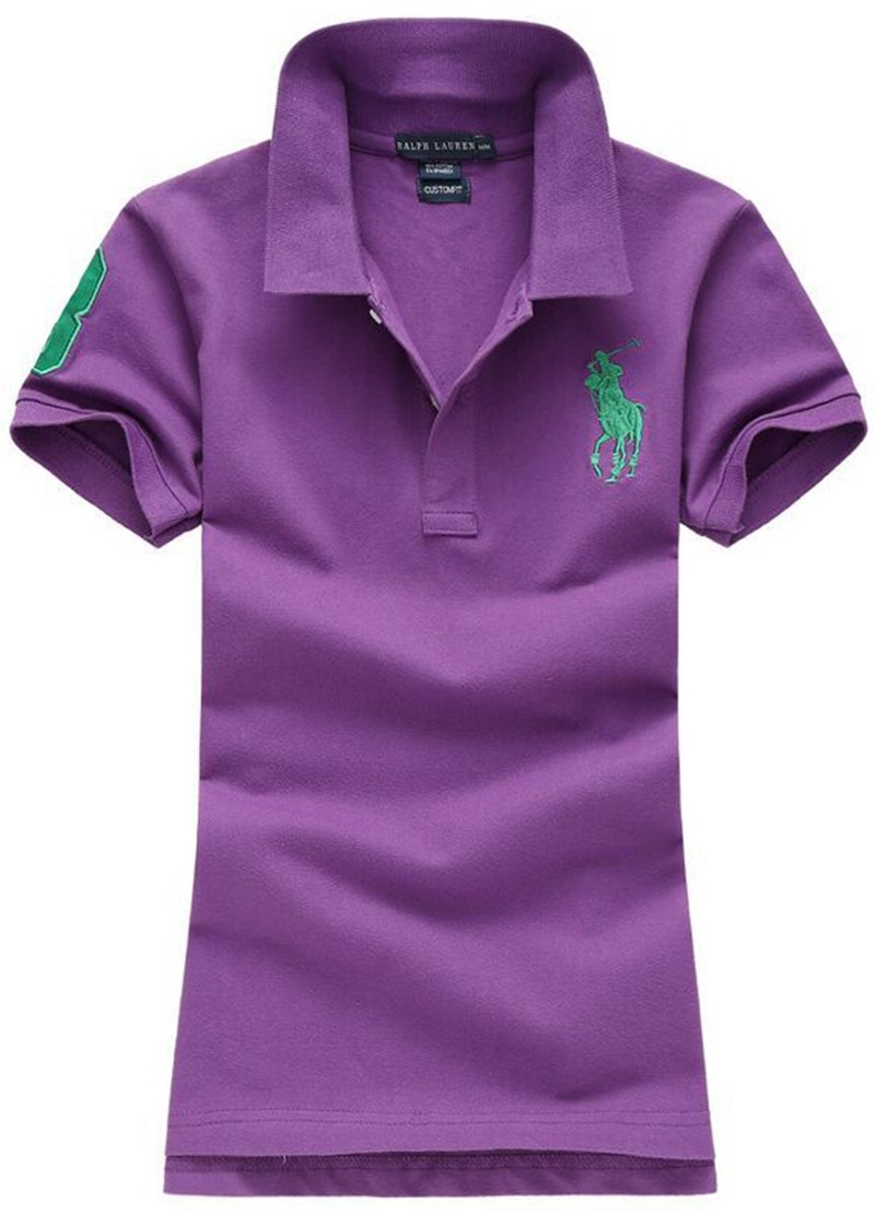 ראלף לורן-RALPH LAUREN POLO TSHIRT SHORT WOMEN - Purple & Green Logo