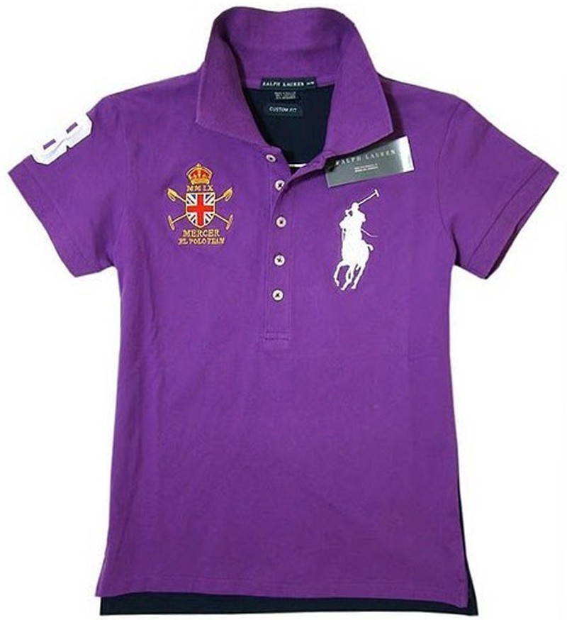 ראלף לורן-RALPH LAUREN POLO TSHIRT SHORT WOMEN - Purple & White Logo