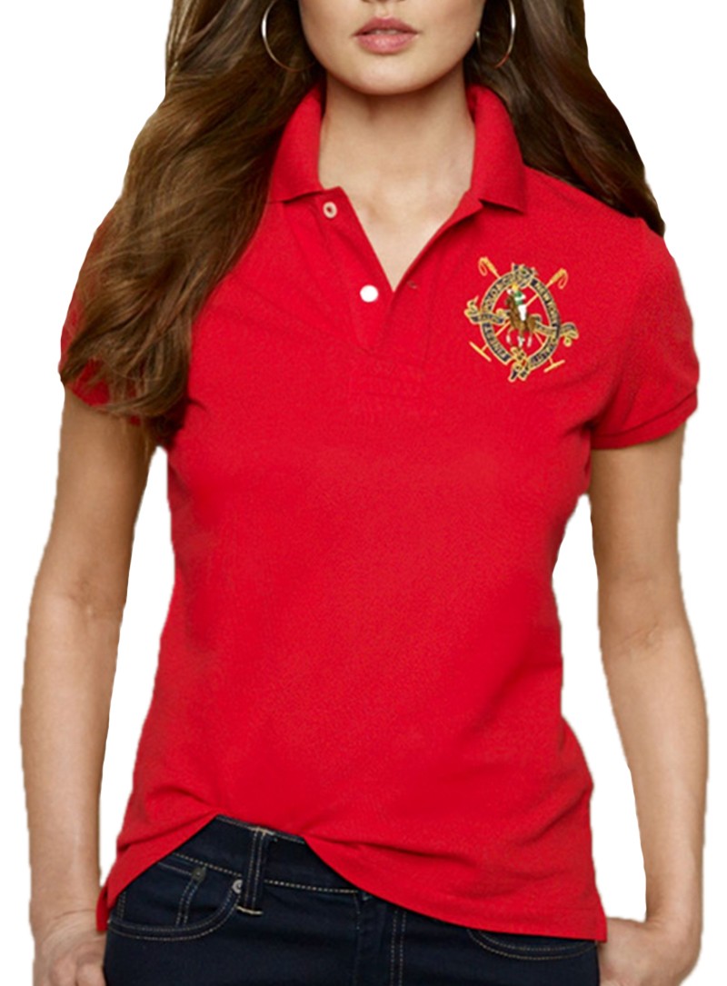 ראלף לורן-RALPH LAUREN POLO TSHIRT SHORT WOMEN - Red