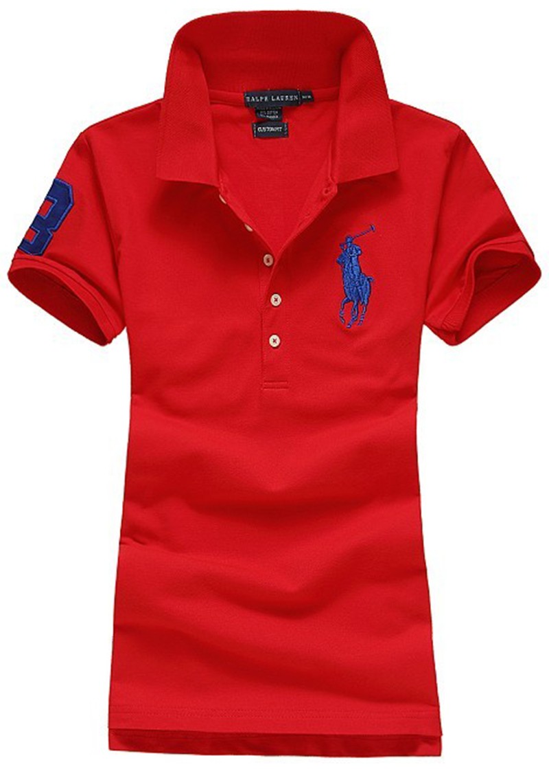 ראלף לורן-RALPH LAUREN POLO TSHIRT SHORT WOMEN - Red & Nave Logo