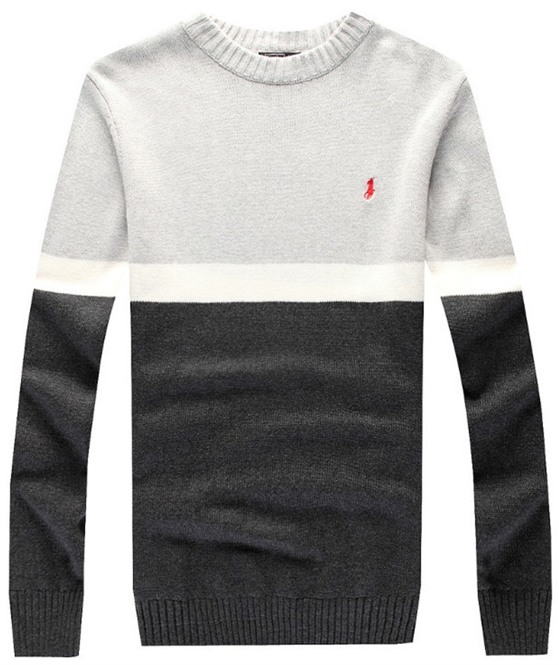 ראלף לורן-RALPH LAUREN SWETER MEN - White Dark Gray & Red Logo