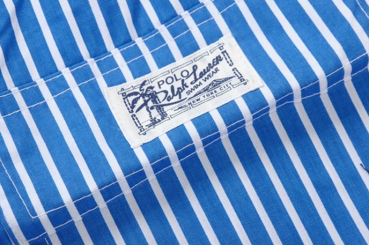 ראלף לורן-RALPH LAUREN SWIM BEACH SHORT MEN'S - Blue & White Combo