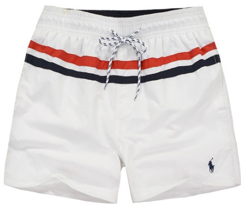 ראלף לורן-RALPH LAUREN SWIM BEACH SHORT MEN'S - White Red & Black
