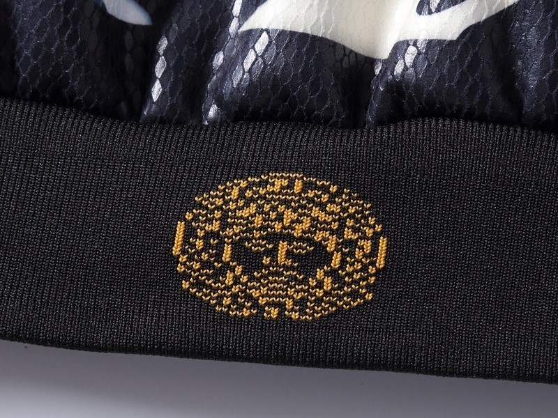 מעילים וג'קטים לגברים-VERSACE NEW LEATHER JACKET MEN'S - White Black & Golden Glow