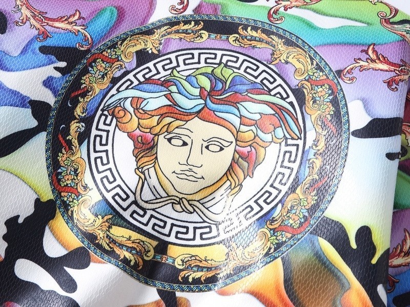 מעילים וג'קטים לגברים-VERSACE NEW LEATHER JACKET MEN'S - White Black & Golden Glow