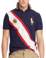 ראלף לורן-RALPH LAUREN POLO TSHIRT MEN'S SHORT DESGIN - Navy Blue White & Red