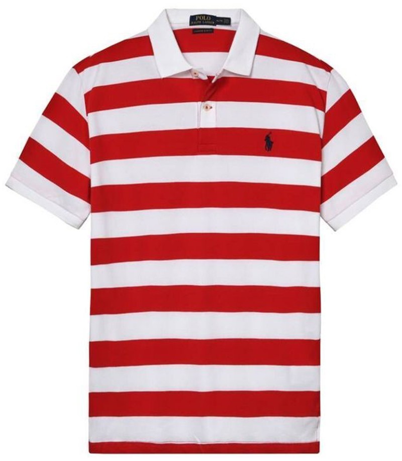 ראלף לורן-RALPH LAUREN POLO TSHIRT MEN'S SHORT DESGIN - RED & WHITE