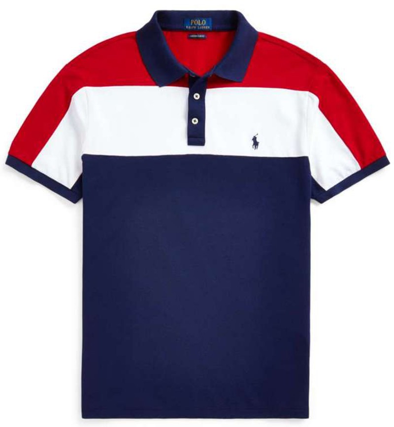 ראלף לורן-RALPH LAUREN POLO TSHIRT MEN'S SHORT DESGIN - Red White & Navy blue