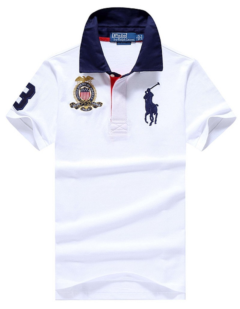 ראלף לורן-RALPH LAUREN POLO TSHIRT MEN'S SHORT DESGIN - White