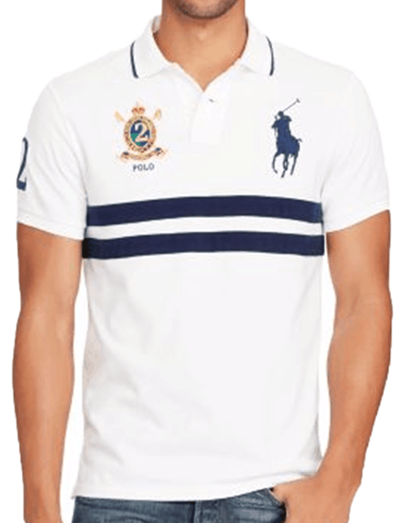 ראלף לורן-RALPH LAUREN POLO TSHIRT MEN'S SHORT DESGIN - White & Black
