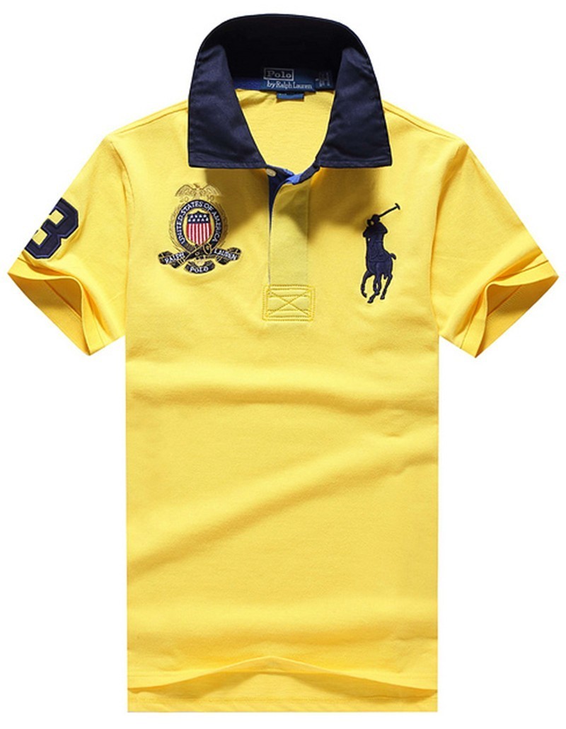 ראלף לורן-RALPH LAUREN POLO TSHIRT MEN'S SHORT DESGIN - Yellow