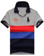 ראלף לורן-RALPH LAUREN POLO TSHIRT SHORT BIG PONY MEN'S-GRAY RED BLUE & BLACK