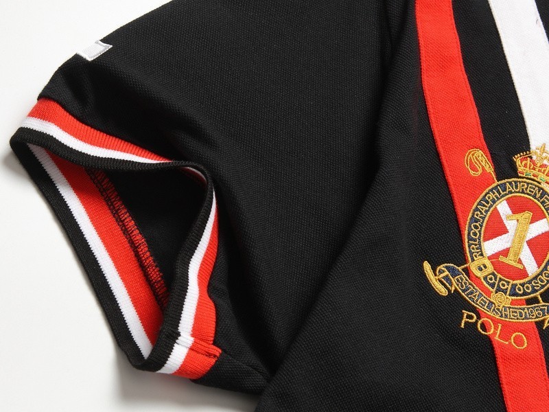 ראלף לורן-RALPH LAUREN POLO TSHIRT SHORT BIG PONY MEN'S- BLACK RED & WHITE – תמונה 9