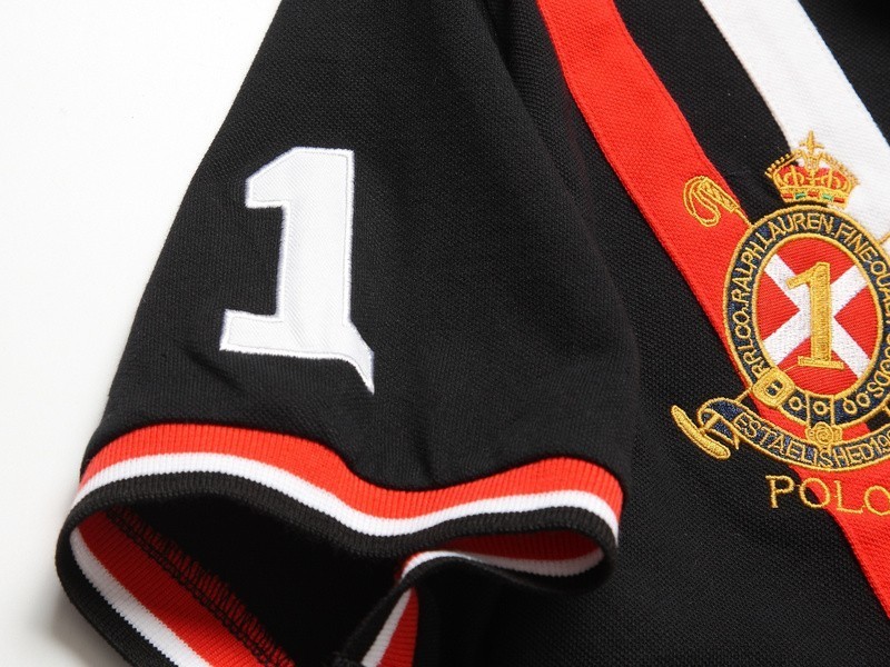 ראלף לורן-RALPH LAUREN POLO TSHIRT SHORT BIG PONY MEN'S- BLACK RED & WHITE – תמונה 7