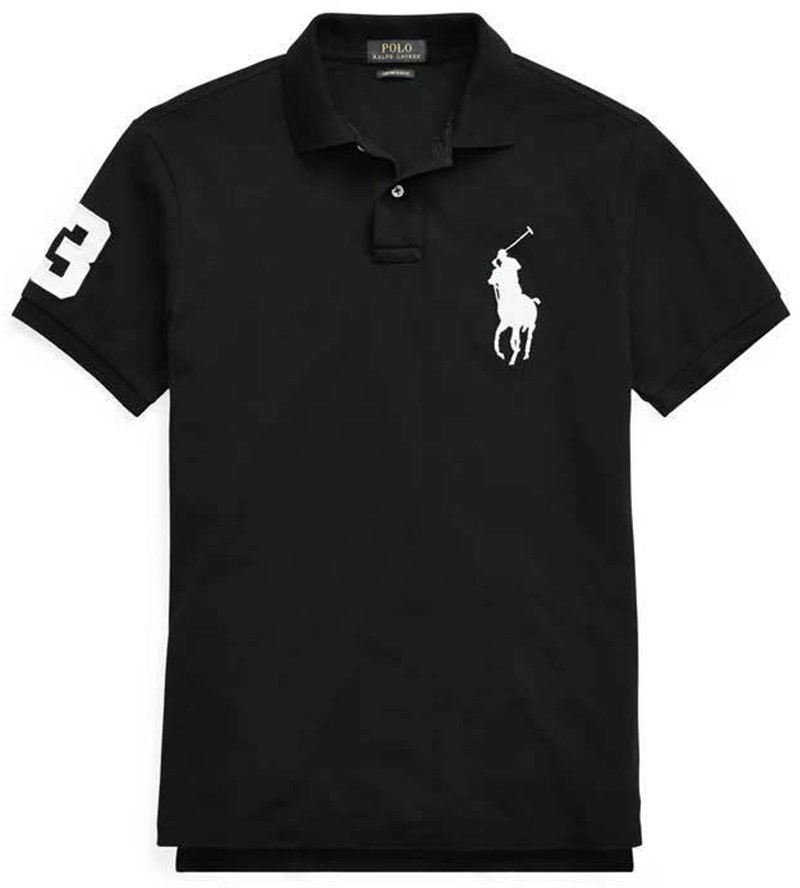 ראלף לורן-RALPH LAUREN POLO TSHIRT SHORT BIG PONY MEN'S - BLACK & WHITE LOGO