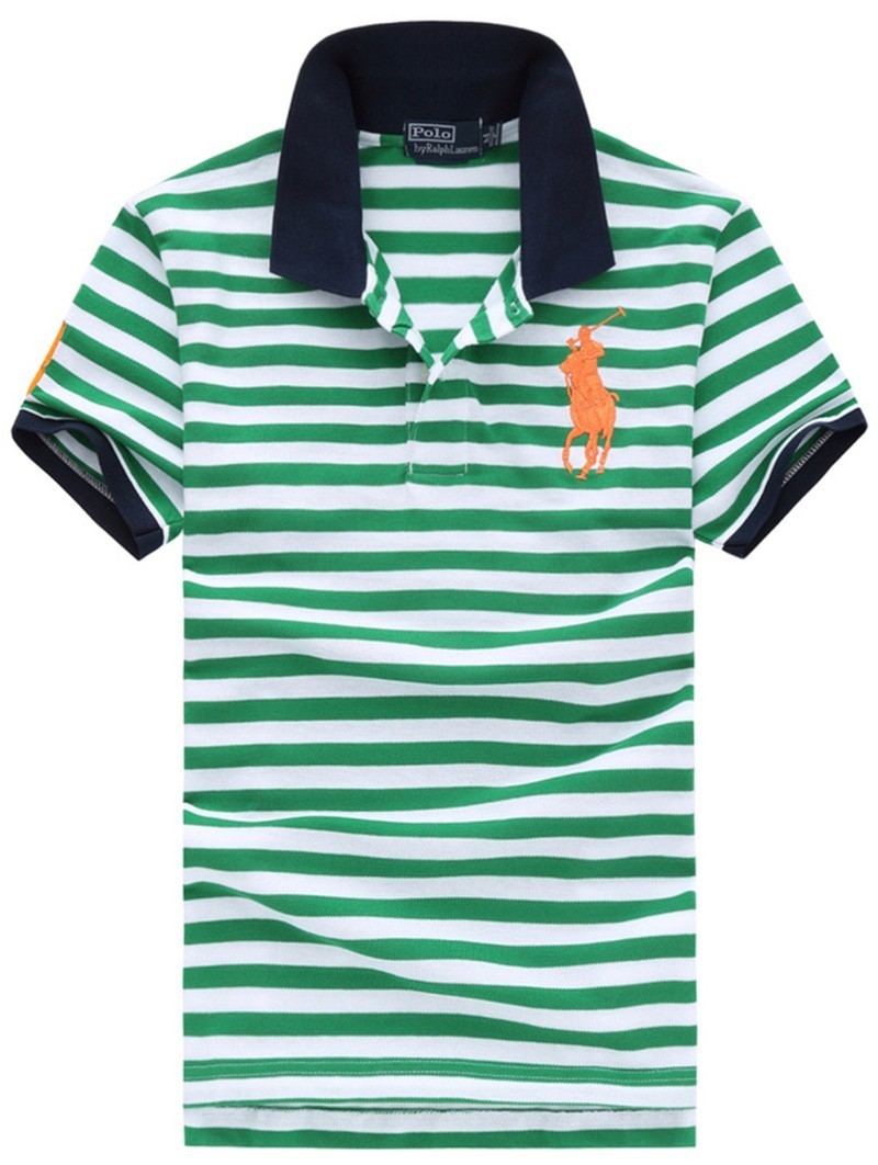 ראלף לורן-RALPH LAUREN POLO TSHIRT SHORT BIG PONY MEN'S - Green & White