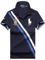 ראלף לורן-RALPH LAUREN POLO TSHIRT SHORT BIG PONY MEN'S- NAVY BLUE BLUE & WHITE