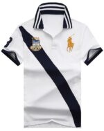 ראלף לורן-RALPH LAUREN POLO TSHIRT SHORT BIG PONY MEN'S- WHITE & NAVY BLUE