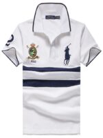 ראלף לורן-RALPH LAUREN POLO TSHIRT SHORT BIG PONY MEN'S- WHITE & NAVY BLUE