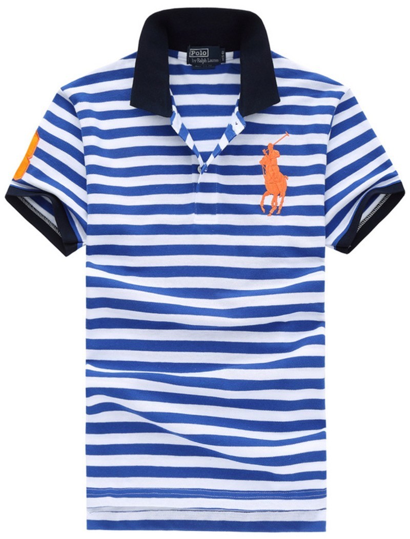 ראלף לורן-RALPH LAUREN POLO TSHIRT SHORT BIG PONY MEN'S - White & Blue