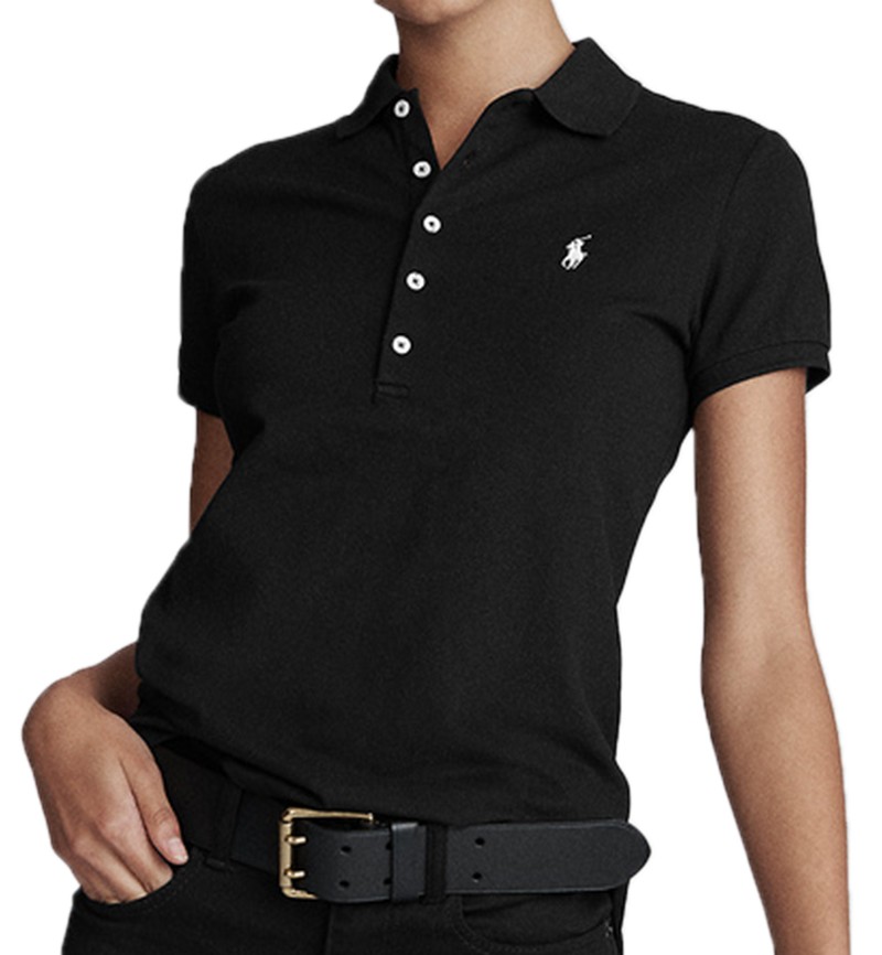 ראלף לורן-RALPH LAUREN POLO TSHIRT SHORT WOMEN - BLACK