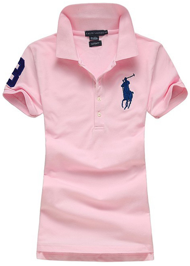 ראלף לורן-RALPH LAUREN POLO TSHIRT SHORT WOMEN - Pink & Black Logo